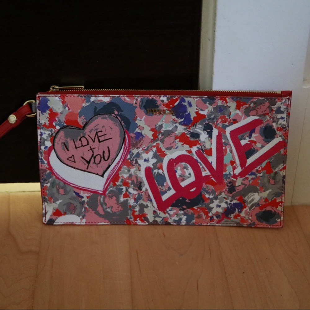 Furla Colorful Love Print Clutch